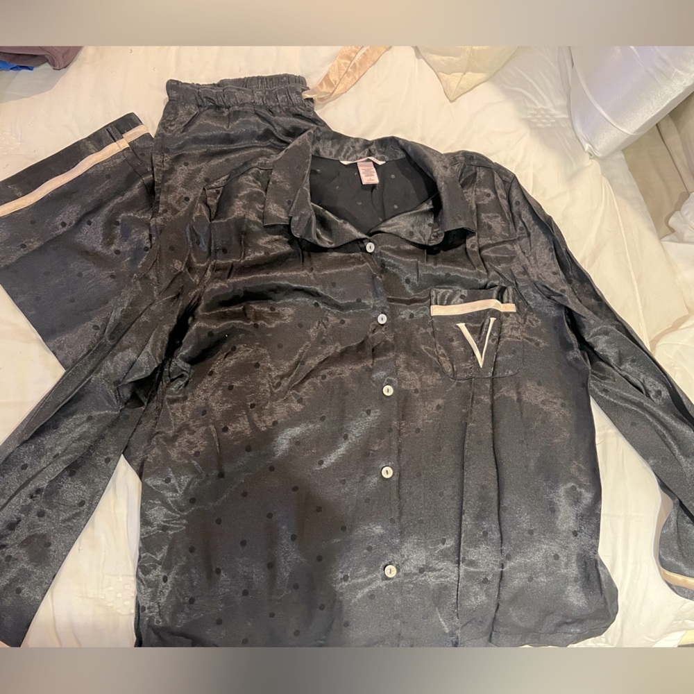 Victoria Secret black satin pajama set